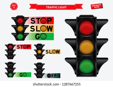 set of realistic traffic light. easy to modify