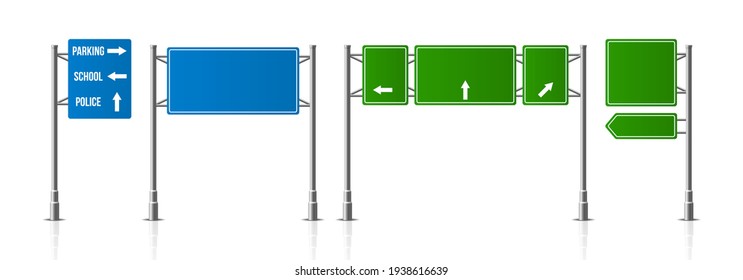 Set Of Realistic Traffic Signs. Roadsign Symbol.