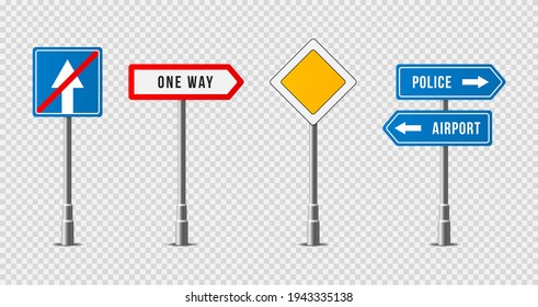 Set of realistic traffic signs. Roadsign symbol.