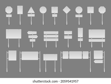 Set of realistic traffic signs. Roadsign symbol.