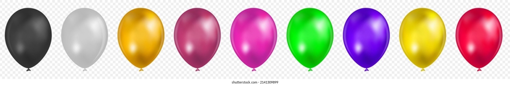 Satz realistischer transparenter Ballons einzeln auf transparentem Hintergrund