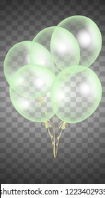 Set realistic transparent balloons on transparent background. Vector design on party invitation