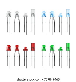 Set Of Realistic Transparent Color LEDs. EPS10 Vector