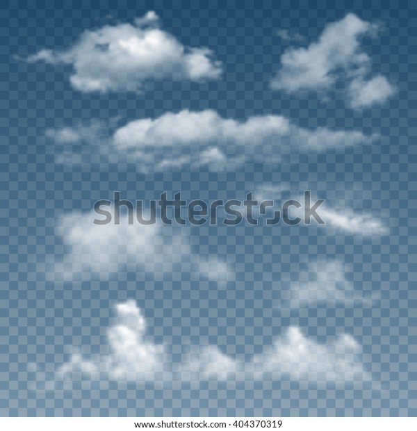 リアルで透明な異なる雲のセット ベクターイラスト のベクター画像素材 ロイヤリティフリー