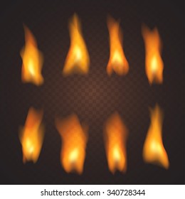 Set of realistic transparent fire effects, in vector
