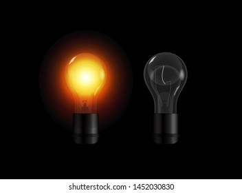 Set of realistic transparent light bulbs