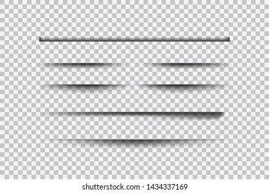 Set of realistic transparent shadow effects, vector illustration