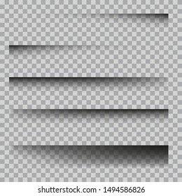 Set of realistic transparent shadow effects isolated on checkered background, vector illustration