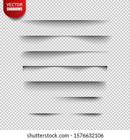 Set of realistic transparent shadow effects isolated on checkered background, vector illustration