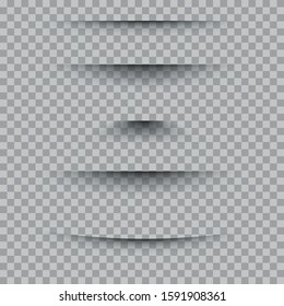 Set of realistic transparent shadow effects isolated on checkered background