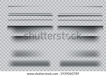 Set of realistic transparent shadow effects isolated on checkered background