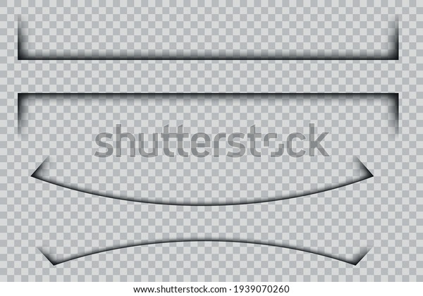 Set of realistic transparent shadow effects
isolated on transparent
background