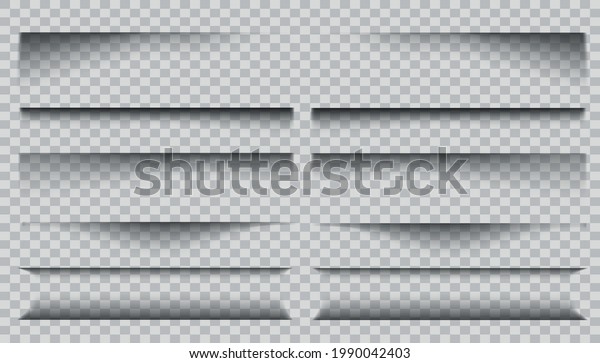 Set of realistic\
transparent shadow effects isolated on transparent background,\
vector illustration