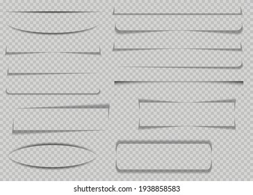 
set of realistic transparent shadows or paper transparent shadow effect or shadow line page divider. 