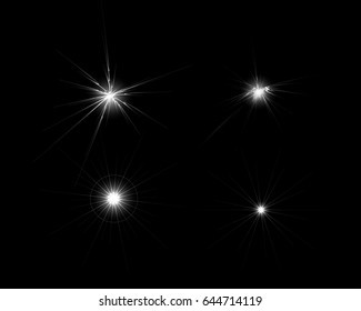 Set of realistic transparent sun sparkle, vector