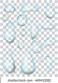 Set of realistic transparent water drops.
