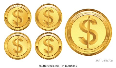 juego de monedas de oro reales en dólares estadounidenses. fácil de modificar