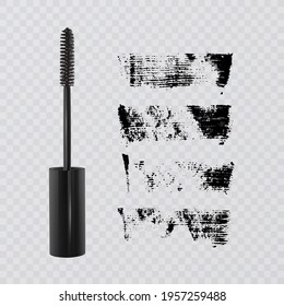 Set of realistic various of mascara brushes, mascara strokes isolated on white background, mascara texture, vector eps 10