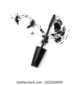 Set of realistic various of mascara brushes. Mascara strokes isolated on white background, mascara texture. Vector illustration