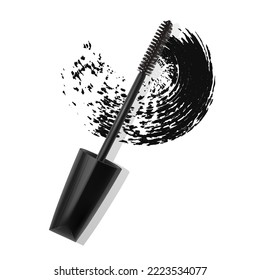 Set of realistic various of mascara brushes. Mascara strokes isolated on white background, mascara texture. Vector illustration