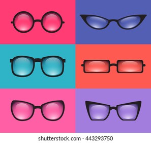 Set realistic various  spectacles. Vector element for your creativity