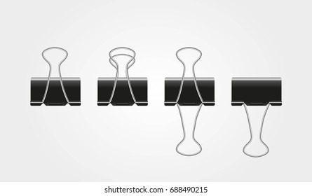 Set of realistic vector binder clips. Isolated on light background