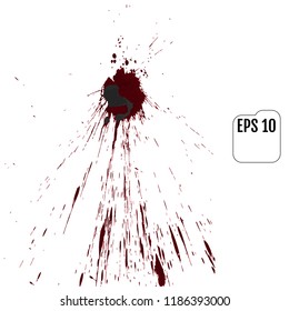 Set of realistic vector bloody splatters. Drop and blob of blood. Bloodstains. Isolated.  Red puddles