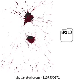 Set of realistic vector bloody splatters. Drop and blob of blood. Bloodstains. Isolated.  Red puddles