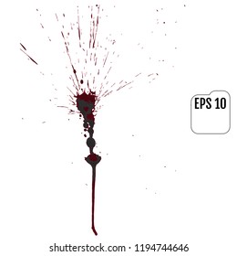 Set of realistic vector bloody splatters. Drop and blob of blood. Bloodstains. Isolated.  Red puddles