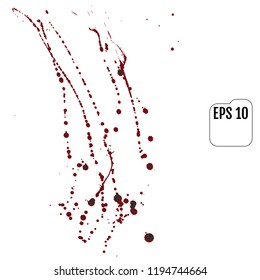 Set of realistic vector bloody splatters. Drop and blob of blood. Bloodstains. Isolated.  Red puddles