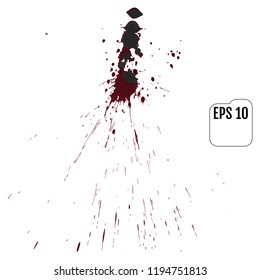 Set of realistic vector bloody splatters. Drop and blob of blood. Bloodstains. Isolated.  Red puddles