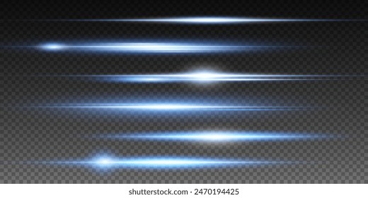 Set of realistic vector blue stars png. Set of vector suns png. Blue flares with highlights.