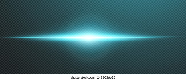 Set of realistic vector blue stars png. Set of vector suns png. Blue flares with highlights. Horizontal light lines, laser, flash. Blue white special effect, magic of moving fast motion laser beams.