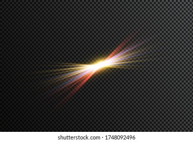 Set of realistic vector bright projectors for scene lighting isolated on plaid background. Special light effects collection.