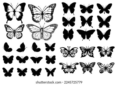 Conjunto de mariposas vectoriales realistas. Colección de elegantes ilustraciones vintage de mariposas. 10. Diseñar para el proyecto. ilustración vectorial aislada en fondo blanco