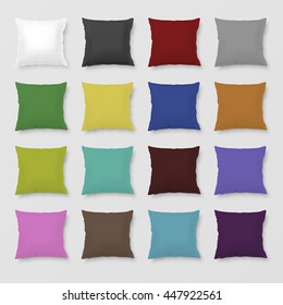 Set of realistic vector colored pillows