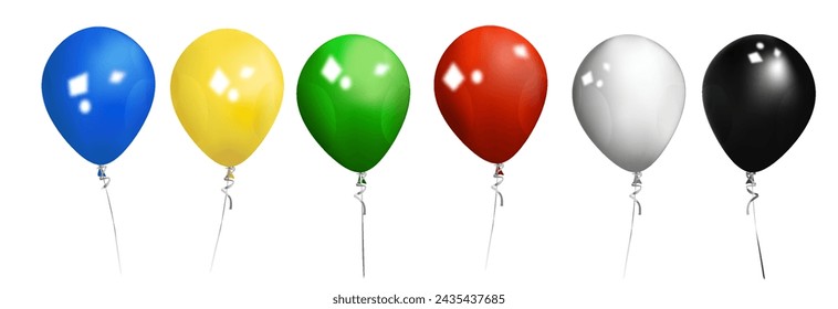 Set of realistic vector colorful balloons isolated on white background.