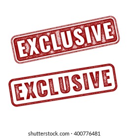 Set of realistic vector Exclusive grunge rubber stamps isolated on white background. 