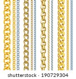 Set of realistic vector gold and silver chains