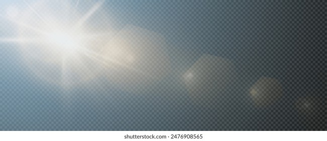 Set of realistic vector gold stars png. Set of vector suns png. Gold flares with highlights. Horizontal light lines, laser, flash. Gold white special effect, magic of moving fast motion laser beams.