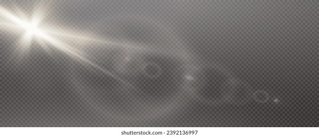 Set of realistic vector gold and white stars png. Set of vector suns png. Golden flares with highlights.