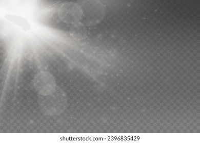 Set of realistic vector gold and white stars png. Set of vector suns png. Golden flares with highlights.