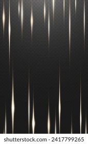Set of realistic vector gold and white stars png. Set of vector suns png. Golden flares with highlights.Vertical light lines, laser, flash.
