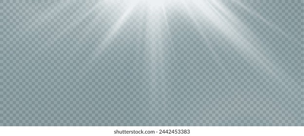 Set of realistic vector gold and white stars png. Set of vector suns png. Golden flares with highlights.