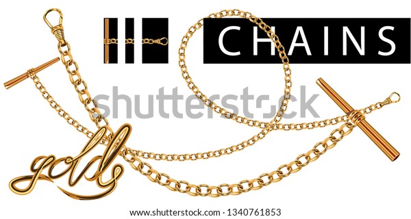 Set Realistic Vector Golden Chains Clasp Stock Vector Royalty Free Shutterstock