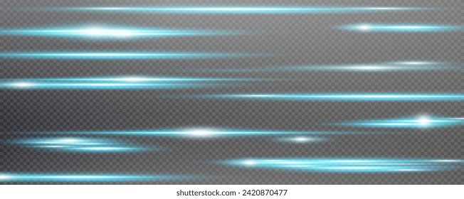Set of realistic vector green stars png. Set of vector suns png. Green flares with highlights.
Horizontal light lines, laser, flash.
