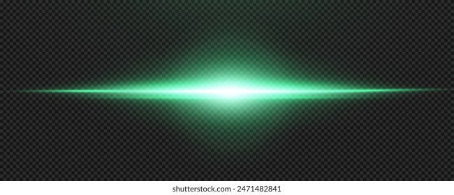 Set of realistic vector green stars png. Set of vector suns png. Green flares with highlights.