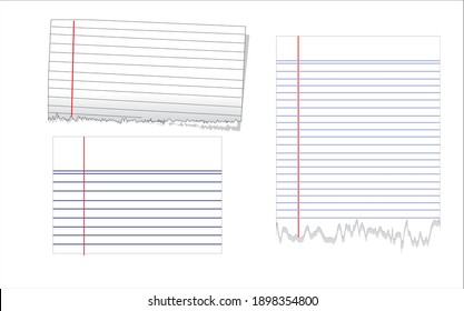 
Set von realistischen Vektorgrafiken von leeren quadratischen Blättern und ausgekleidetem Papier aus getrennten Blöcken auf grauem Hintergrund, Papiertexturen Hintergrund.