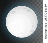 Set of realistic vector moon on an isolated transparent background vector PNG, shining moon in the sky moon in dark sky shining moonlight, Yellow Abstract Moon texture Clip Art Icon vector.