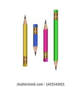 Set of realistic vector pencils on white background